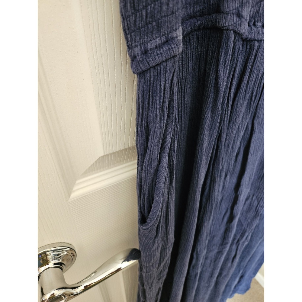 Torrid Blue Smocked Top Short Sleeve Side Pockets Gauze Midi Dress, Plus Sz. 4X - Picture 8 of 12